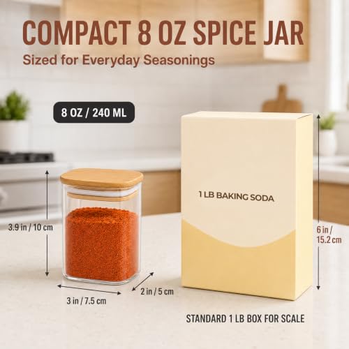 Glass Spice Jars 8oz Set of 6 (6 Count)
