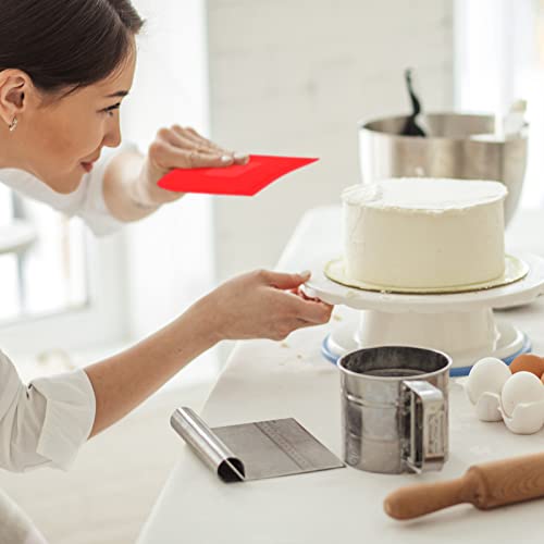 4 Piece Plastic Dough Scraper Bowl Scraper Flexible Multipurpose Food Spatula Plastic Daigh Cutter for Bread Cake Dough Fondant Icing (4 Count)