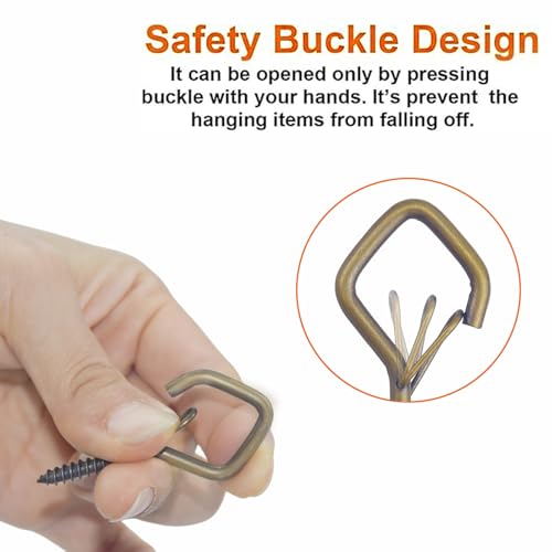 35PCS Eye Screw Hooks for Hanging Heavy Duty with Safety Buckle.Metal Ceiling Hooks for Hanging Plants