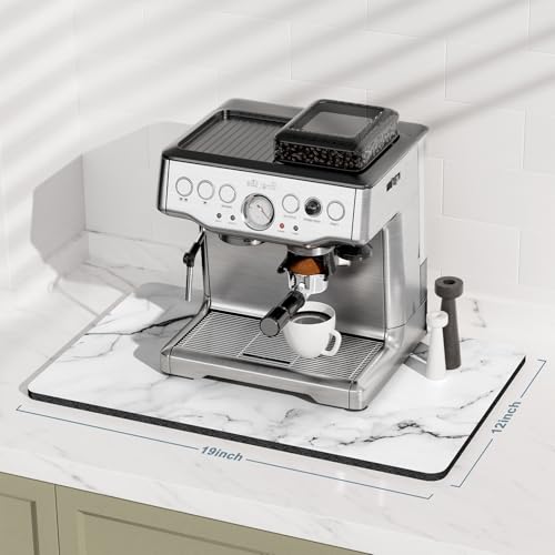 Coffee Mat 12" x 19" Cute Marble Style Coffee Bar Mats for Espresso Machine Station Accessories and Organizer