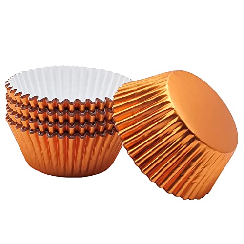Standard Orange Foil Cupcake Liners Muffin Baking Cups for Party and More (100 Count)