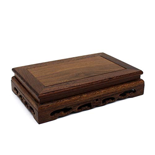 Primitives Rustic Rosewood Rectangle Display Stand Vase Pot Base Fishbowl Pedestal Stand