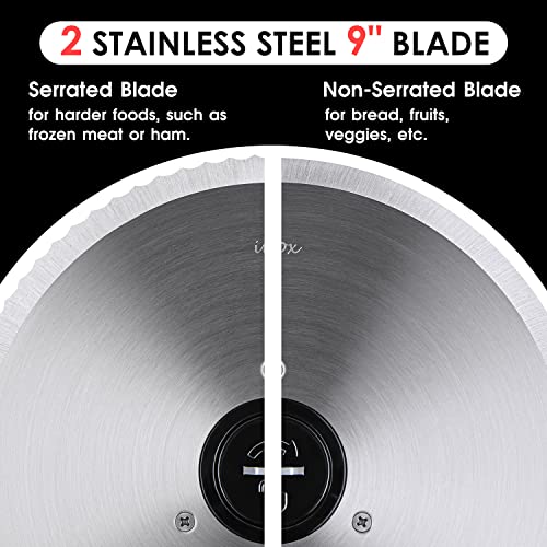 Meat Slicer Techwood Electric Deil Food Slicer with Removable 9” Stainless Steel Blade