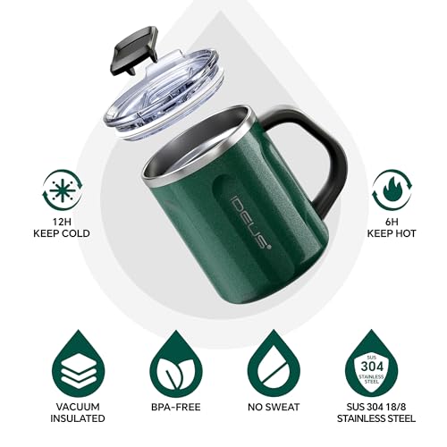 16 oz Insulated Coffee Mug with Lid and Handle