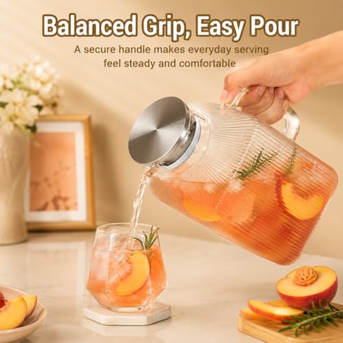 1 Gallon Glass Pitcher Thickened Square Striped Borosilicate Glass