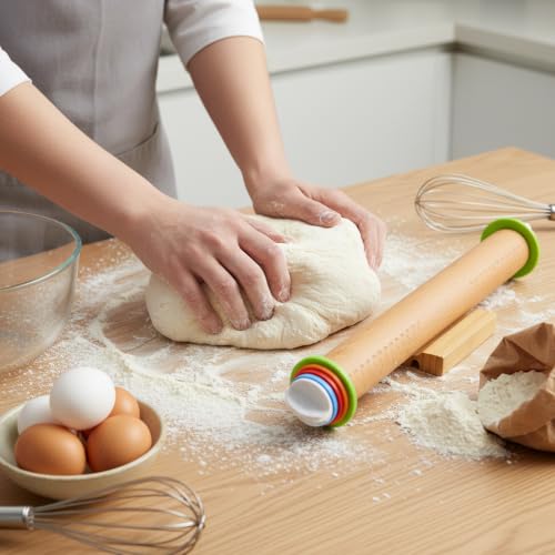 Adjustable Rolling Pin with Thickness Rings