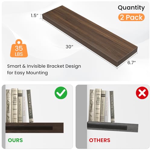 30" Floating Shelves for Wall (2 Count)