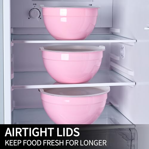 Pink Mixing Bowls with Lids Set of 7