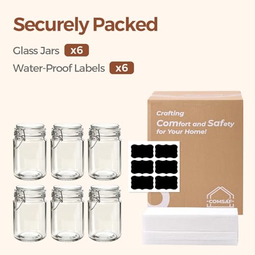25 oz Glass Jars with Airtight Lids 6 Pack Pantry Coffee Canisters (6 Count)