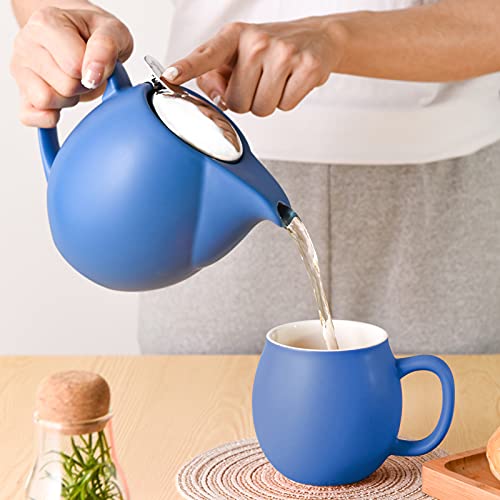 32 ounce Blue Porcelain Tea Pot