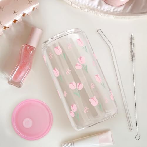 Floral Glass Can