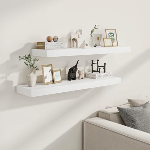 White Floating Shelves for Wall (2 Count)