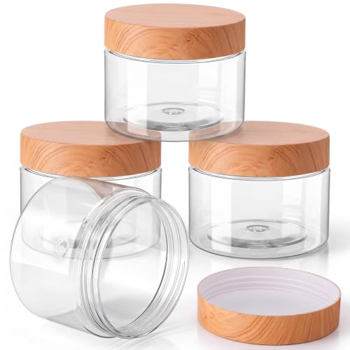 4 Pcs Plastic Jars Wide Mouth with Lids (4 Count)