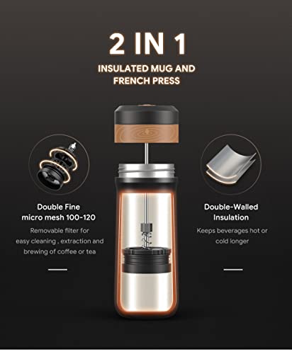 Portable French Press Coffee Maker & Tea Press