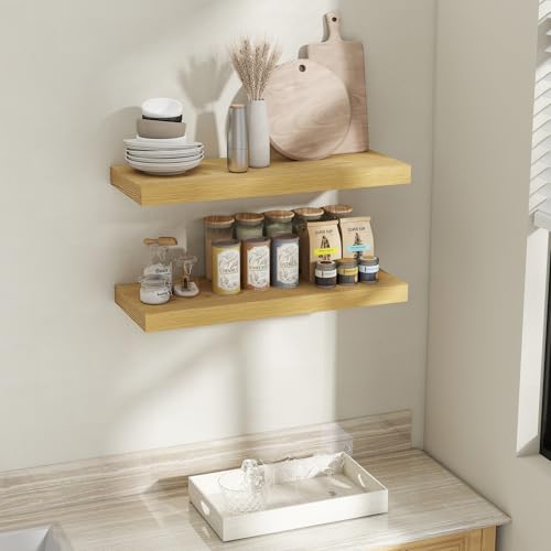32 Inch Oak Floating Shelves for Wall (2 Count)