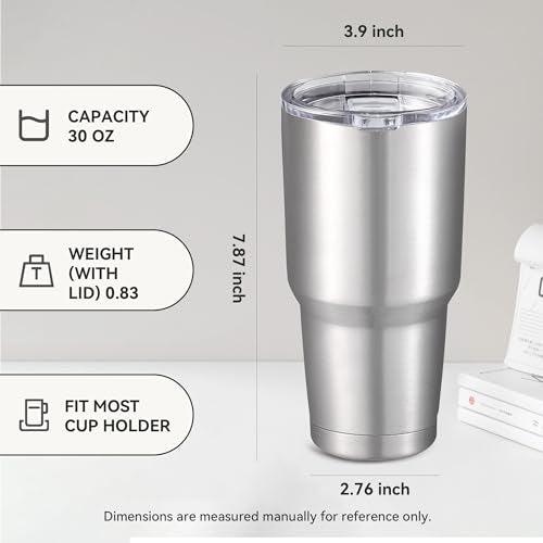 30 oz Tumbler with Lid Stainless Steel Tumblers Bulk (12 Count)