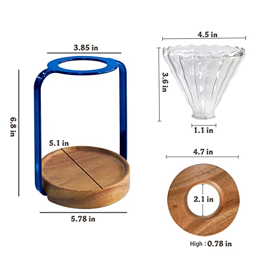 Pour Over Coffee Maker Set with Black Gooseneck Kettle Wooden Filter Holder Coffee Dripper Glass Server with Paper Coffee Filters