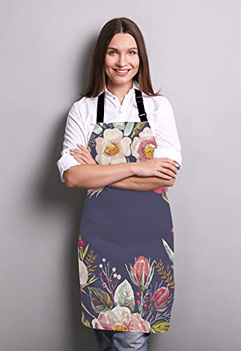 Vintage background with hand drawn floral wreath Adjustable Bib Apron