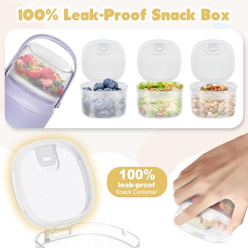 2 - in - 1 Soup Thermo for Hot Food 14oz with Snack Box Container Leak Proof Insulated Lunch Container Kids and Adults Stainless Steel Double Wall Vacuum Wide-mouth Thermal with Spoon and Handle