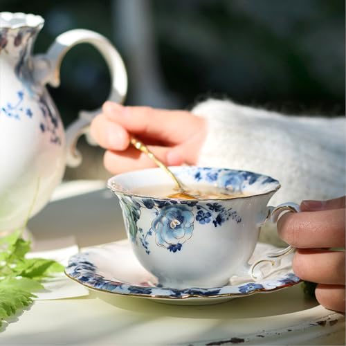 21 Piece Bone China Tea Set for Adults
