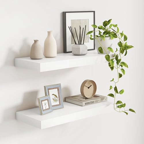 White Floating Shelves 24 Inch Long (2 Count)