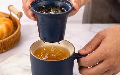 15 oz Ceramic Tea Infuser Cup with Lid
