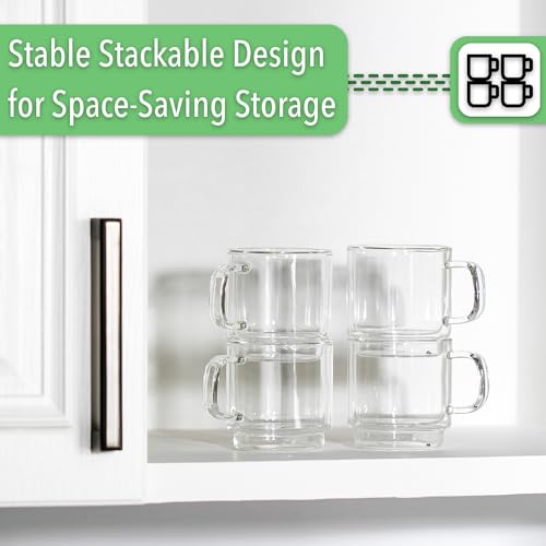 BTaT Double Walled Stackable Glass Coffee Mugs (4 Count)