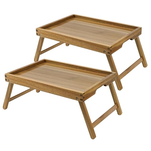 Acacia Bed Tray Table with Folding Legs