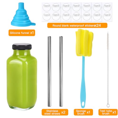 24pcs 16oz Glass Juice Bottles with Lids (24 Count)