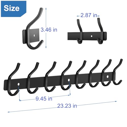 23 Inch Coat Rack Wall Mount with 8 Hooks (2 Count)