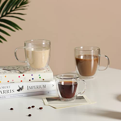 Double Wall Glass Coffee Mugs 12 oz (2 Count)