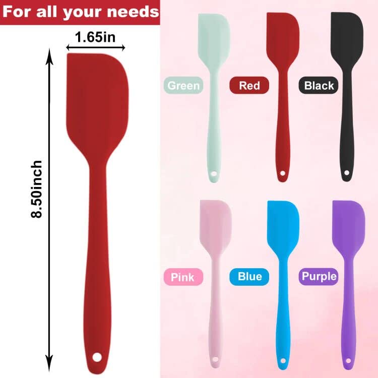 Silicone Spatulas 6 Pack 8.5 Inch Small Rubber Spatula Heat (6 Count)
