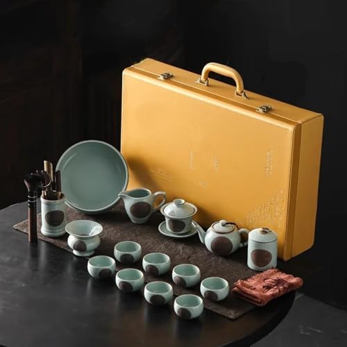 Tea Sets Teaware Set Gift Box Ruyao Ceramics Household Kung Fu Teaware Set Tea Pot Tea Cup Tea Plate Travel Tea Set Teapot