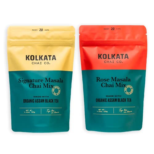 Kolkata Chai Signature Masala Chai & Rose Chai Combo Pack (8.46 Ounce)