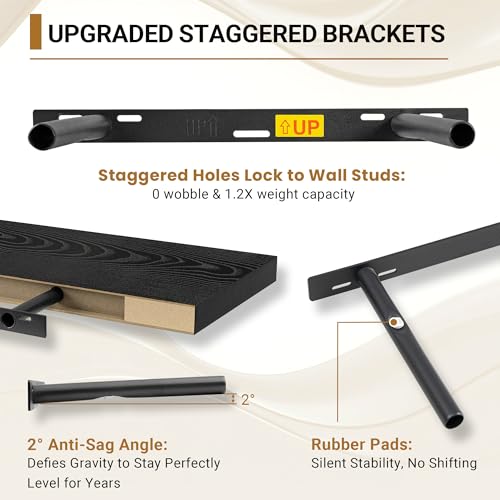 Black Floating Shelves 12 Inch Deep (2 Count)