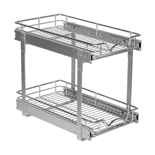 2-Tier Pull-Out Cabinet Organizer for Kitchen, 11" W x 21”D x 16.5" H