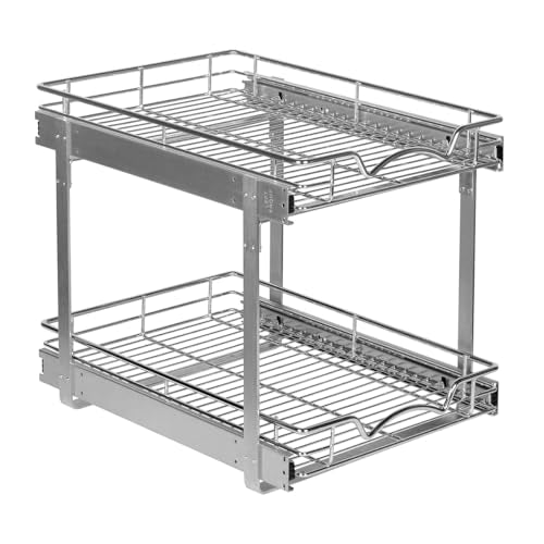 2-Tier Pull-Out Cabinet Organizer for Kitchen, 14" W x 21”D x 16.5" H