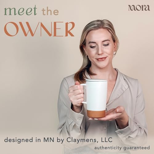 Mora Ceramics Large Tea Mug with Loose Leaf Infuser and Ceramic Lid