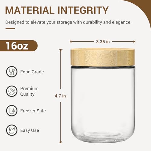 4 pack 16oz Glass jars with Airtight Lids