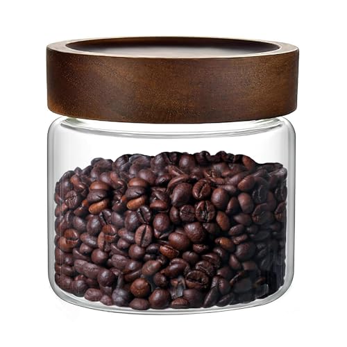 17 Fl oz 500 ml Glass Food Storage Jar with Airtight Screw on Wooden Lid