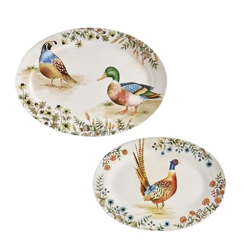 Autumn Birds 16 plus 14 inch Oval Platters Set (2 Count)