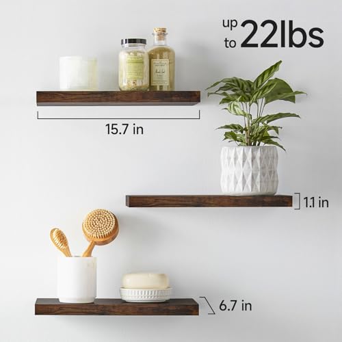 Rustic Brown Bathroom Floating Shelves