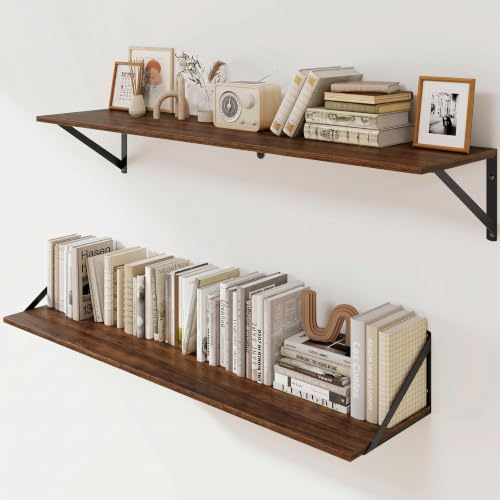 Black Deep Floating Shelves for Wall (2 Count)