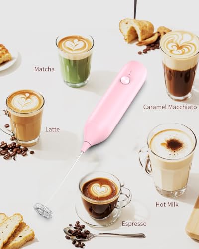 Milk Frother Handheld Rechargeable Milk Foamer Electric Mini Drink Mixer with Stainless Steel Whisk for Coffee