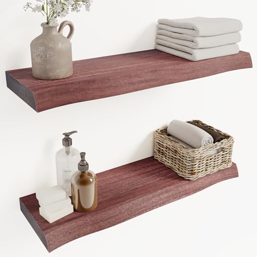 24'' Live Edge Floating Shelves for Wall (2 Count)