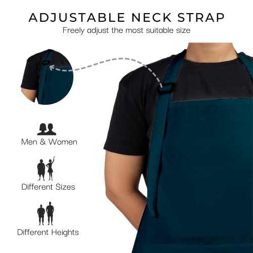 Chef Apron for Women Men with Pockets Cotton Kitchen Cooking Full Length Aprons Reflecting Pond 35x27 Inches