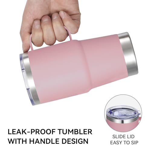 20 oz Tumbler with Handle Insulated Travel Mugs Set of 6 (6 Count)
