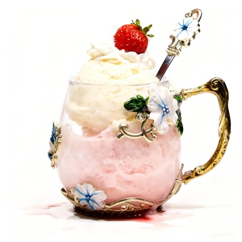 Glass Coffee Tea Mug Set For Mom Butterfly Rose Design