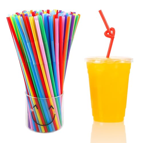 300pcs 10.3 Inches Disposable Flexible Bendy Drinking Straws Plastic Straws (300 Count)