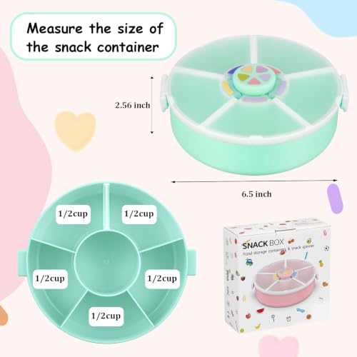 Kids Reusable Rotating Snack Container with 5 Separate Compartments